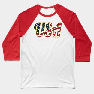 USA Patriotic Red White and Blue Stars and Stripes Baseball T-Shirt